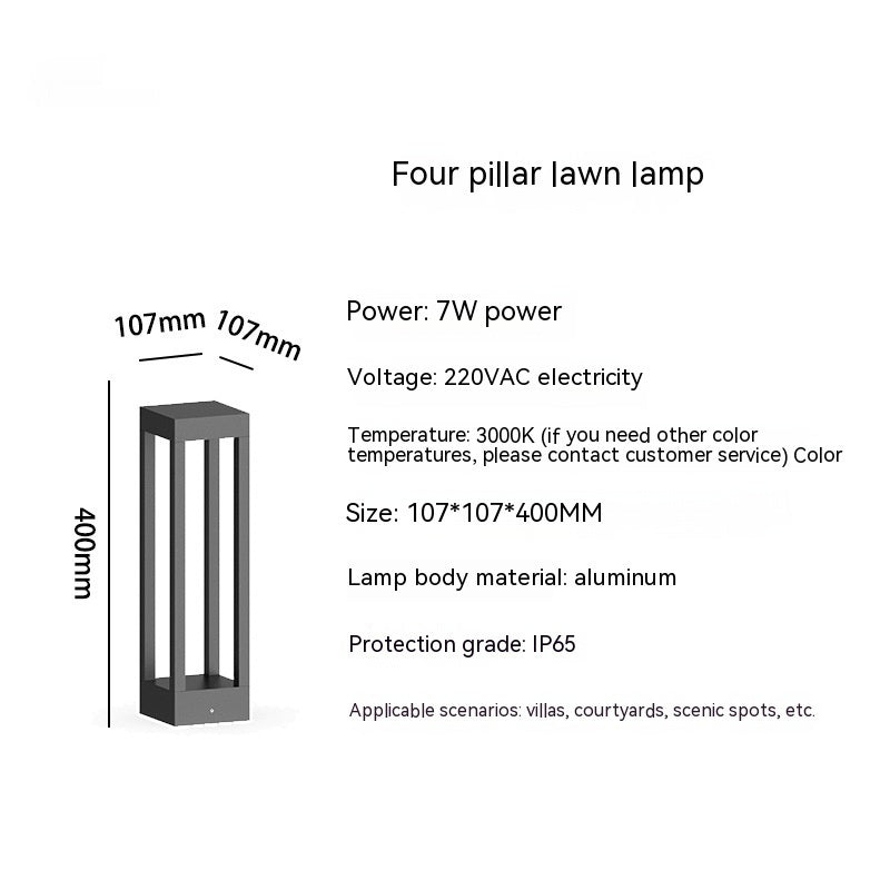 Lámpara de césped impermeable de aluminio para exteriores