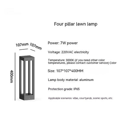 Lámpara de césped impermeable de aluminio para exteriores