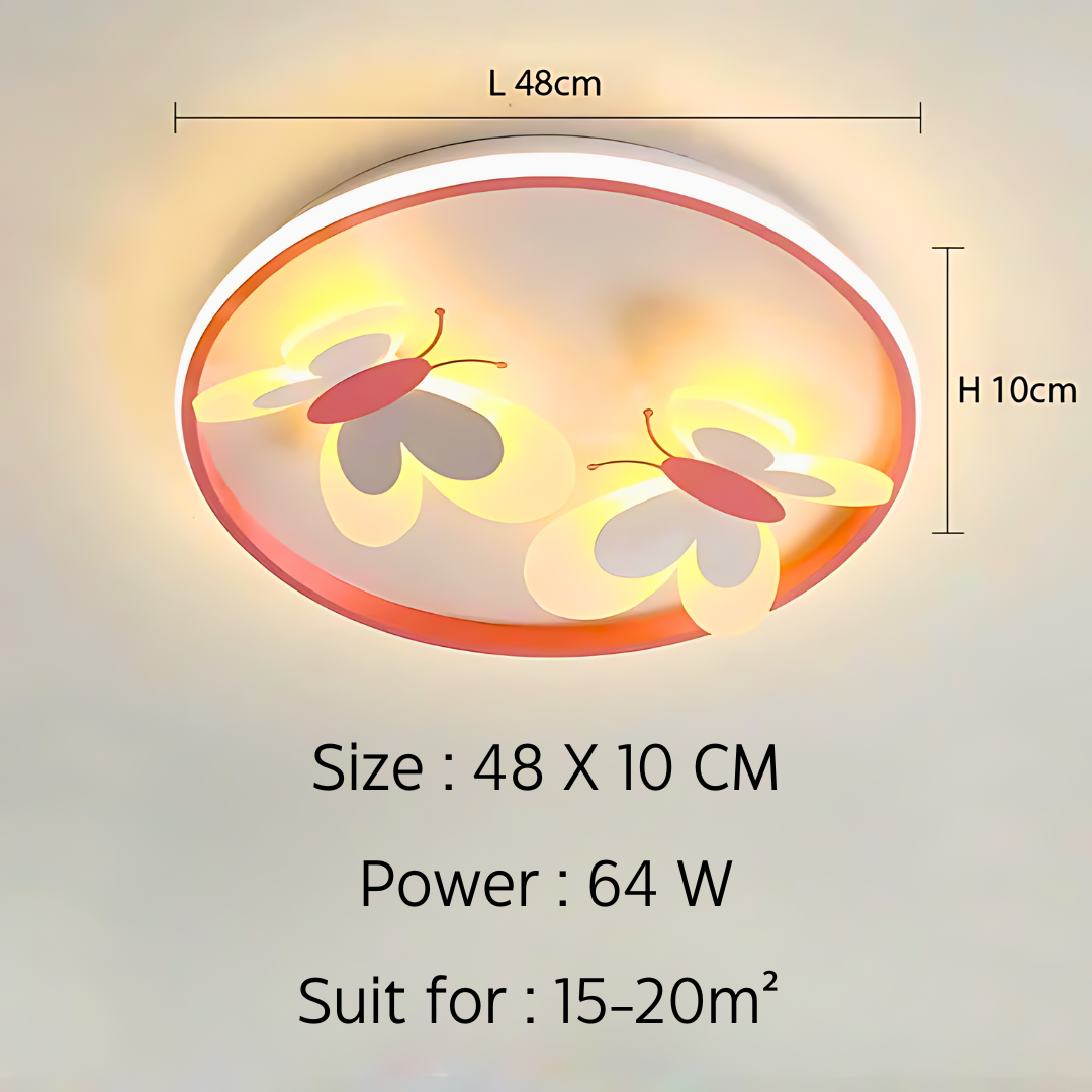 Schmetterling Led Deckenleuchte für Kinder Kinder Mädchen Rund Kreis Fernbedienung Dimmbar Rosa Schlafzimmer Lampe Dekoration