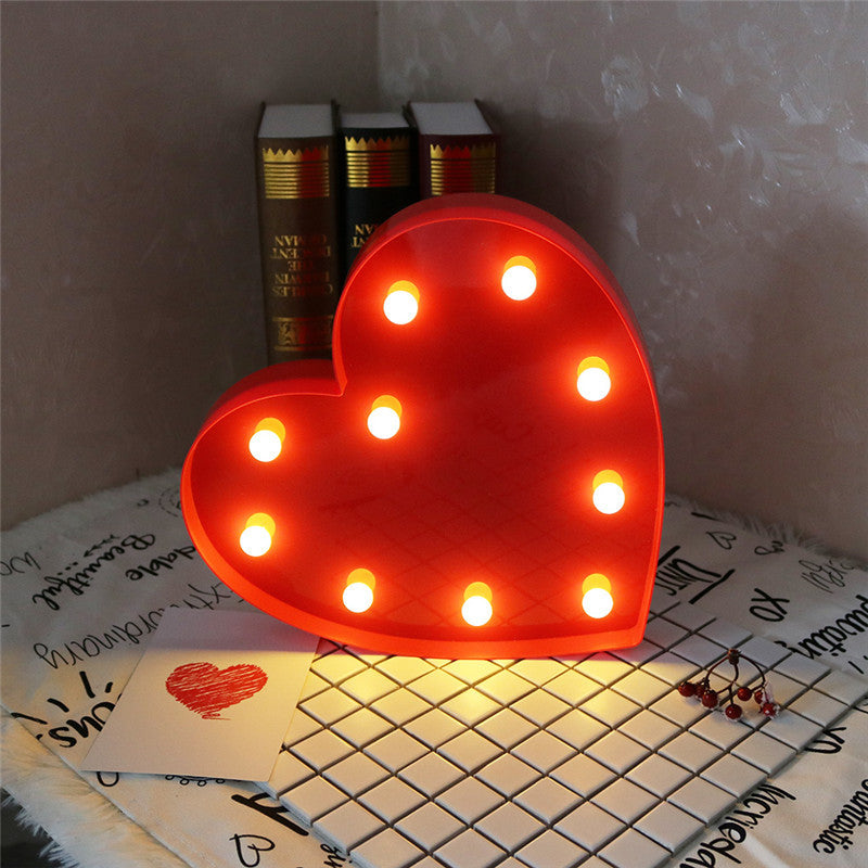 Lámpara decorativa romántica con forma de corazón en 3D