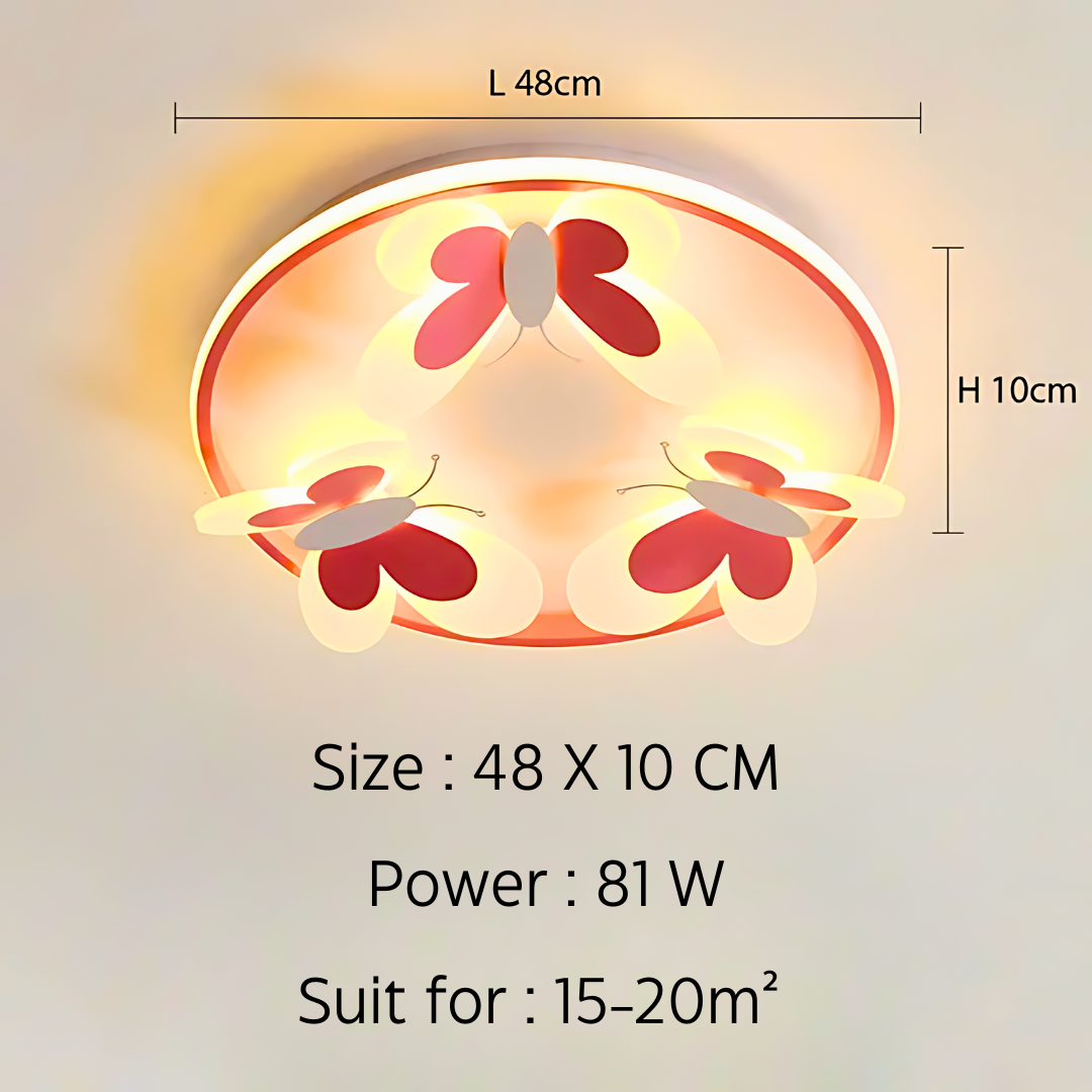 Schmetterling Led Deckenleuchte für Kinder Kinder Mädchen Rund Kreis Fernbedienung Dimmbar Rosa Schlafzimmer Lampe Dekoration