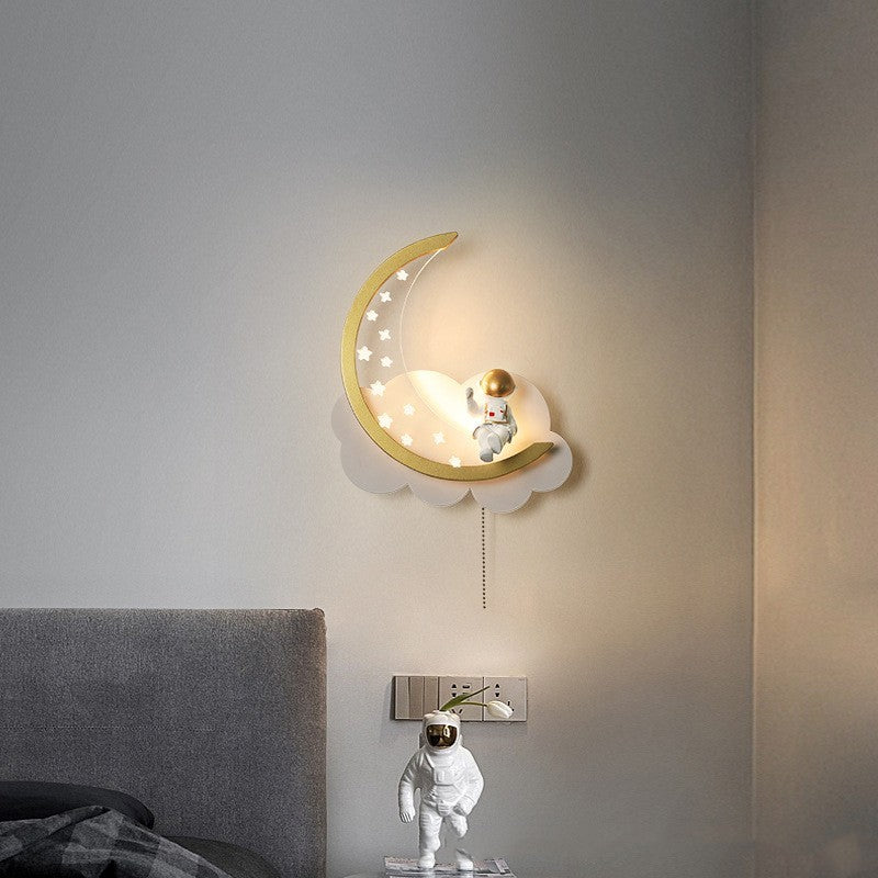 Battery-Powered Moon and Astronaut Wall Lamp