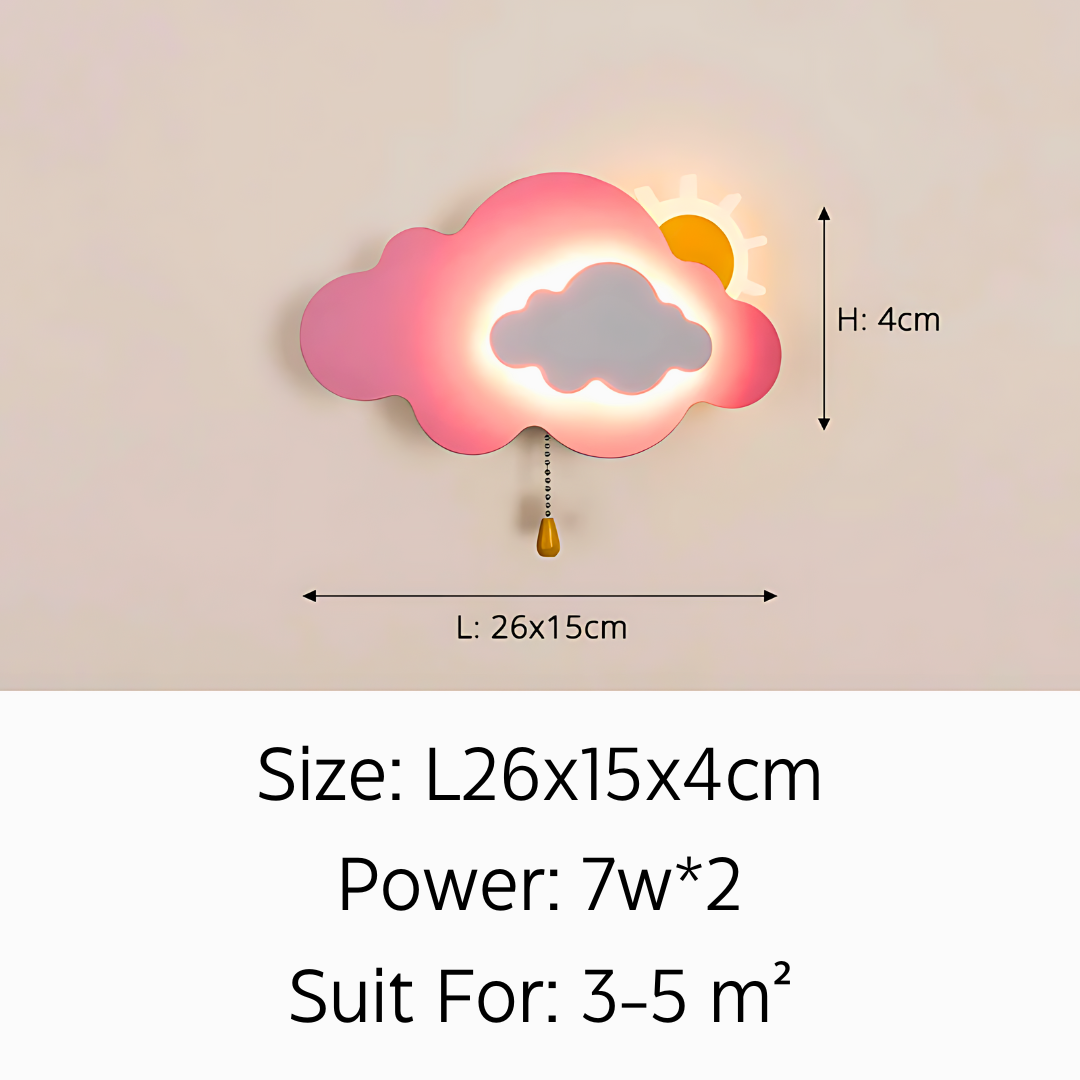 Cloud, Rainbow & Hot Air Balloon Wall Lamp