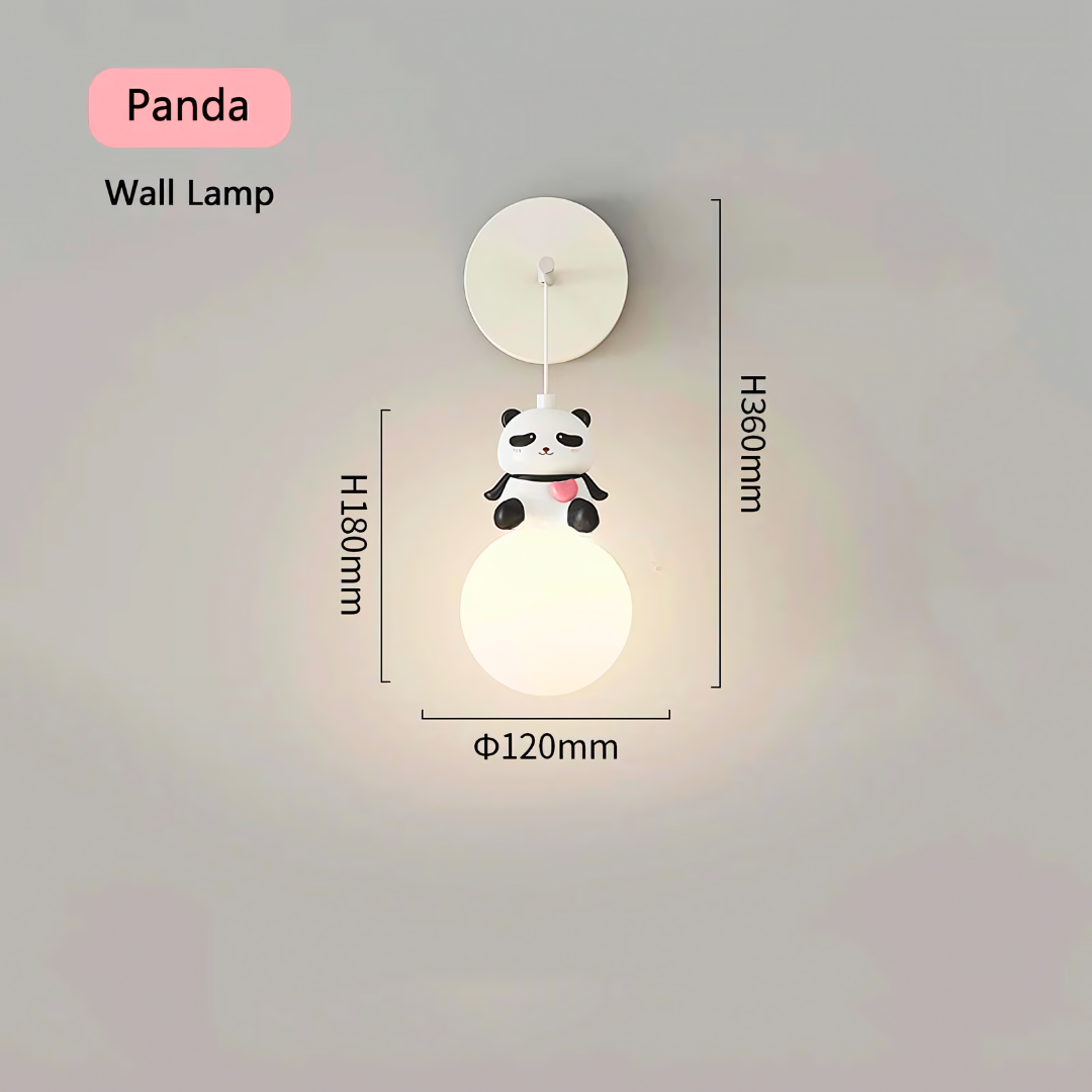 Hanging Panda & Pals Children's Wall Lamp