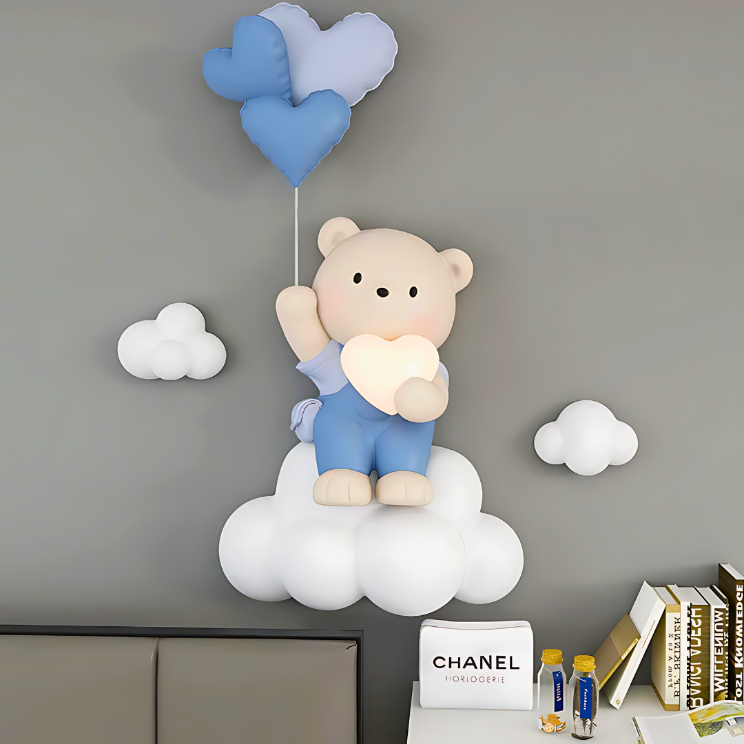 Adorable Floating Bear Holding Heart Wall Hanging