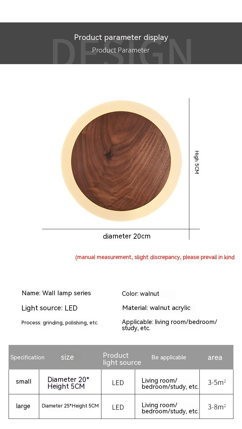 Nordic Walnut Bedside Wall Lamp