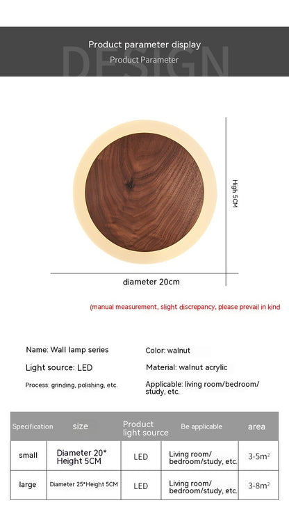 Nordic Walnut Bedside Wall Lamp