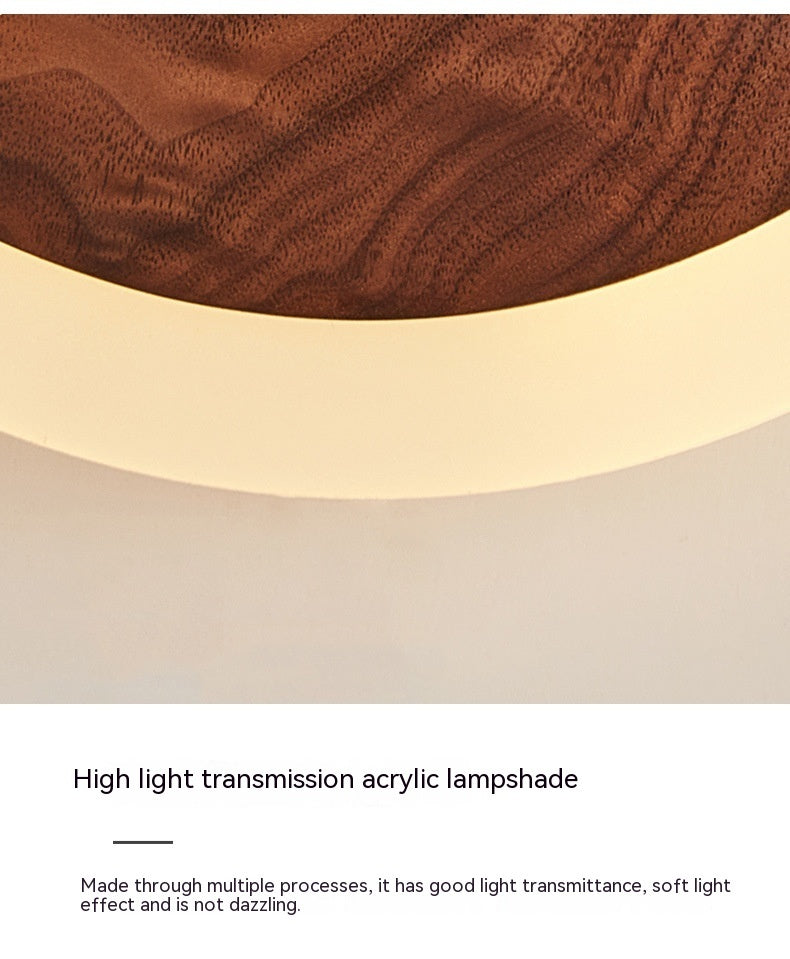 Nordic Walnut Bedside Wall Lamp