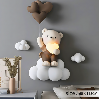 Nordischer Stil, Wohnkultur, Ballon-Bär-Statue, Wandbehang, 3D-Relief, Wandbehang, Dekor, Kinderzimmer, Nachttisch-Dekoration