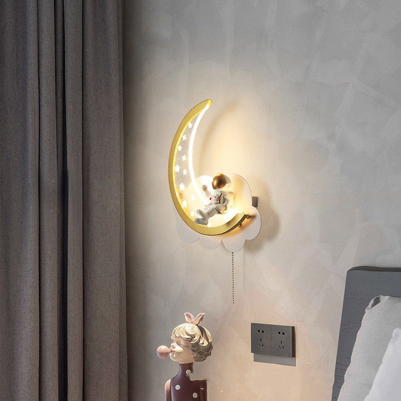 Battery-Powered Moon and Astronaut Wall Lamp