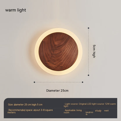 Nordic Walnut Bedside Wall Lamp