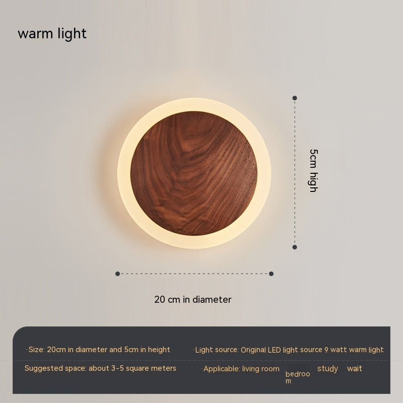 Nordic Walnut Bedside Wall Lamp