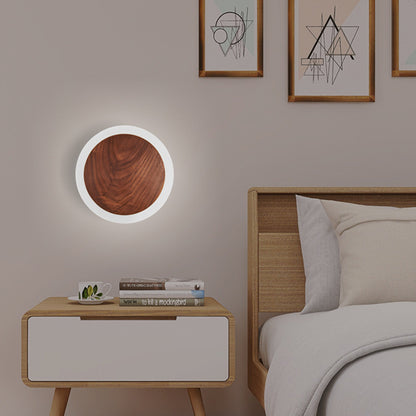 Nordic Walnut Bedside Wall Lamp