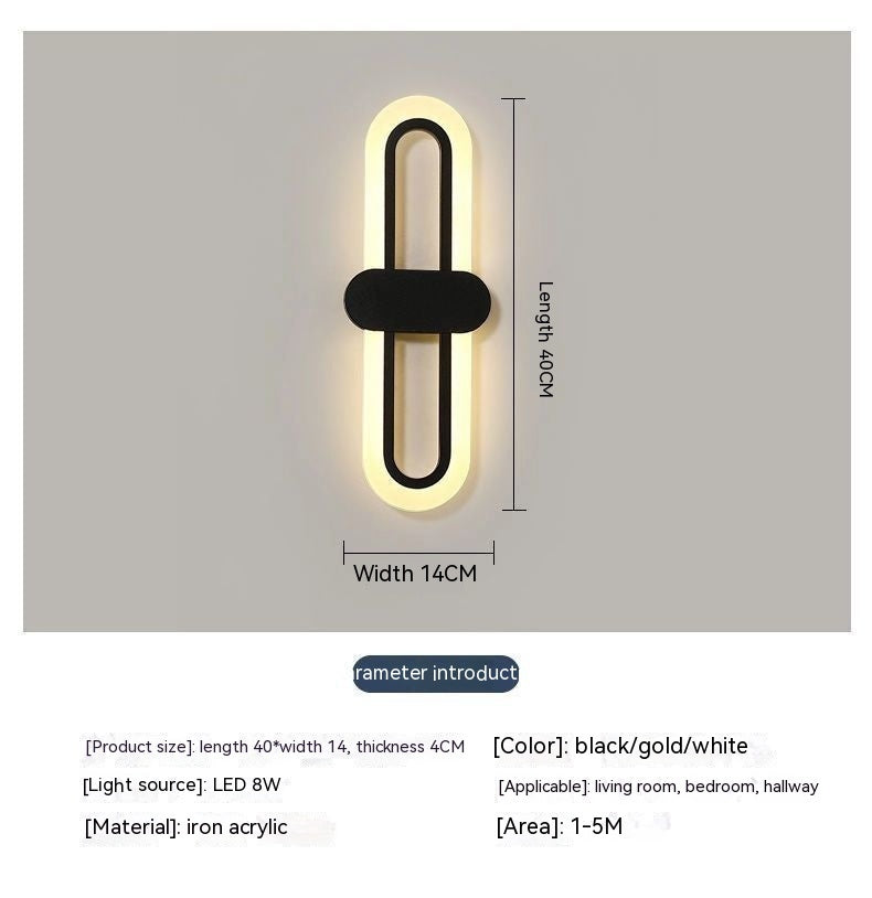 Ovale Nachttisch-Wandlampe aus Acryl