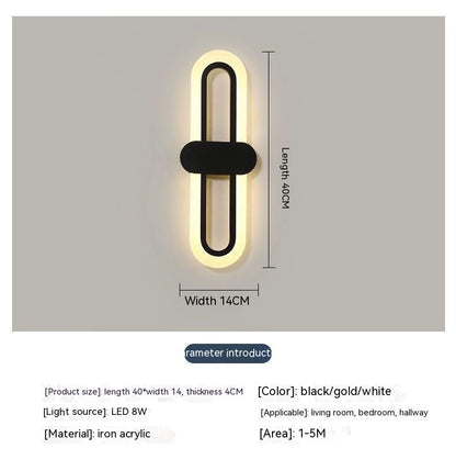 Lámpara de pared de acrílico ovalada para mesita de noche