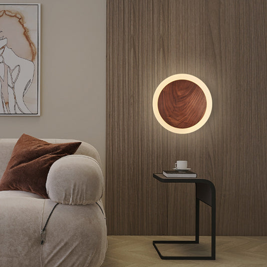 Nordic Walnut Bedside Wall Lamp