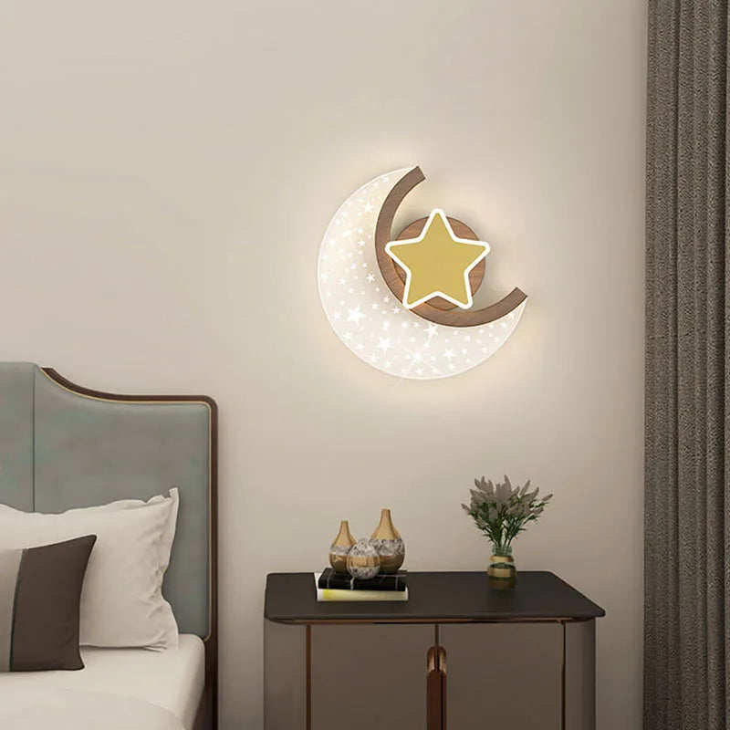 Glitter Glow Moon and Star Wall Lamp