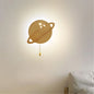 Wooden Moon, Saturn & Dolphin Wall Lamp