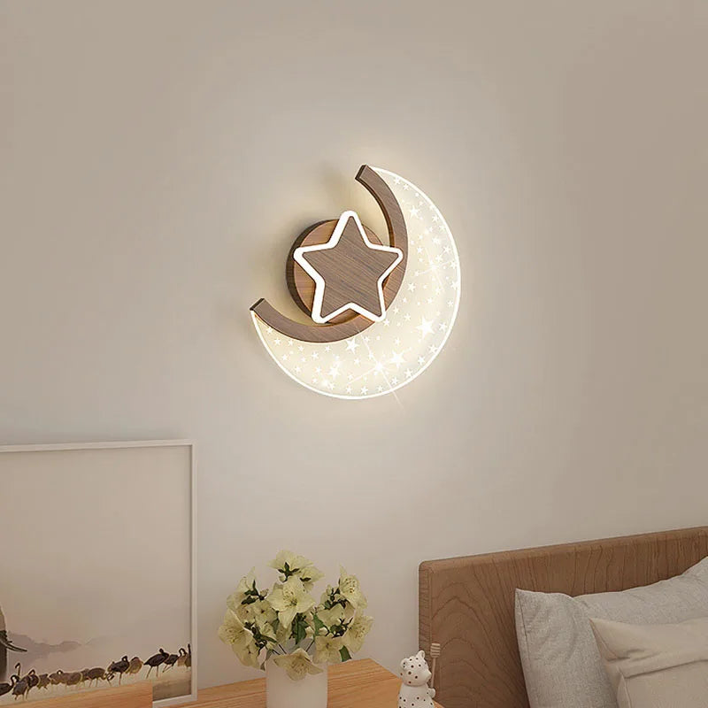 Glitter Glow Moon and Star Wall Lamp