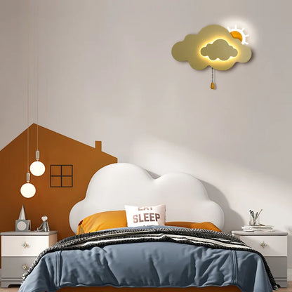 Lámpara decorativa con forma de nube colgante con forma de sol feliz