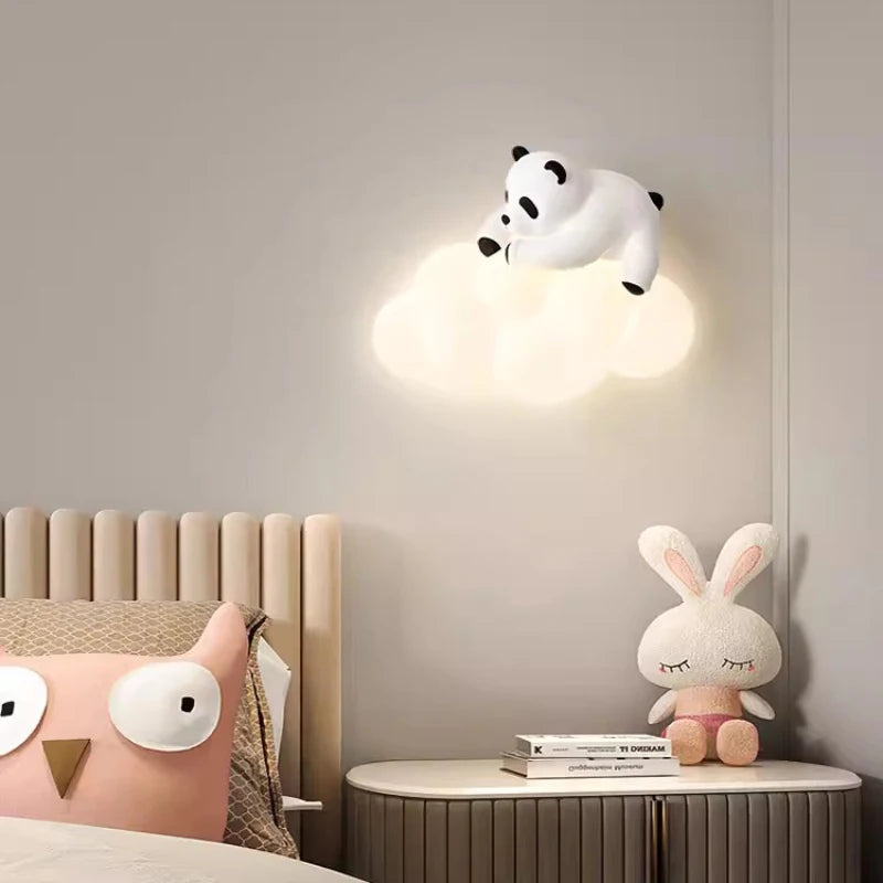 LED-Wandleuchte „Cloud and Panda Pals“