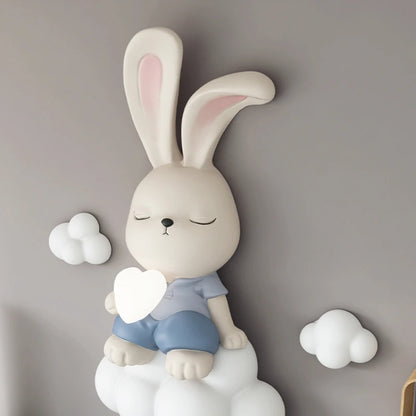 Adorable Resin Rabbit Figurine Wall Decor