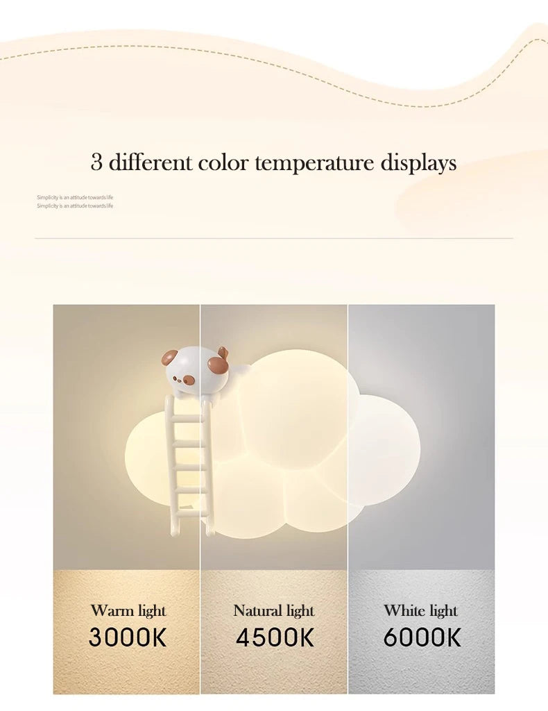 Lámpara de pared para niños con diseño de nubes y criaturas