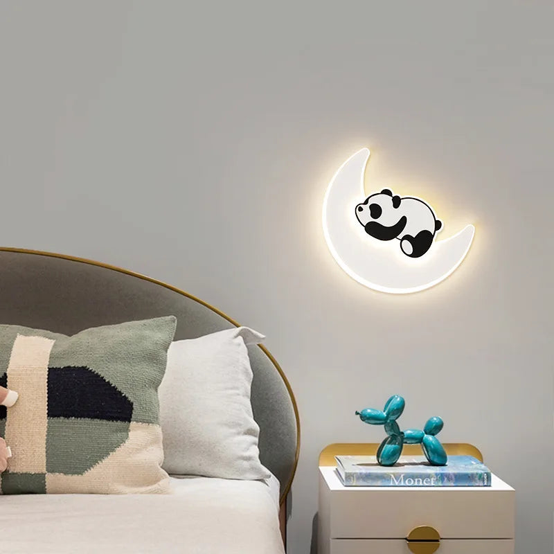 Panda/Astronaut Sleepytime on Moon Wall Lamp