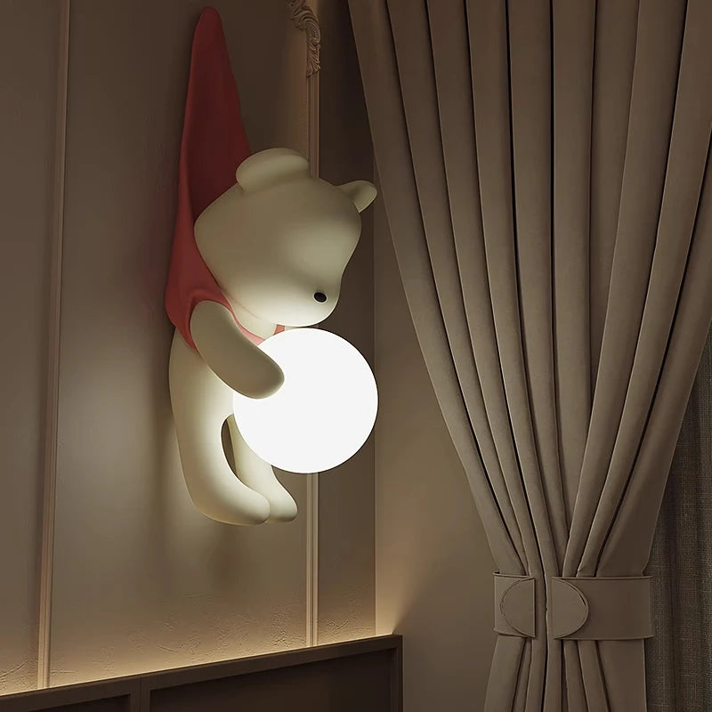 Cute Hanging Teddy Wall Lamp for Kids