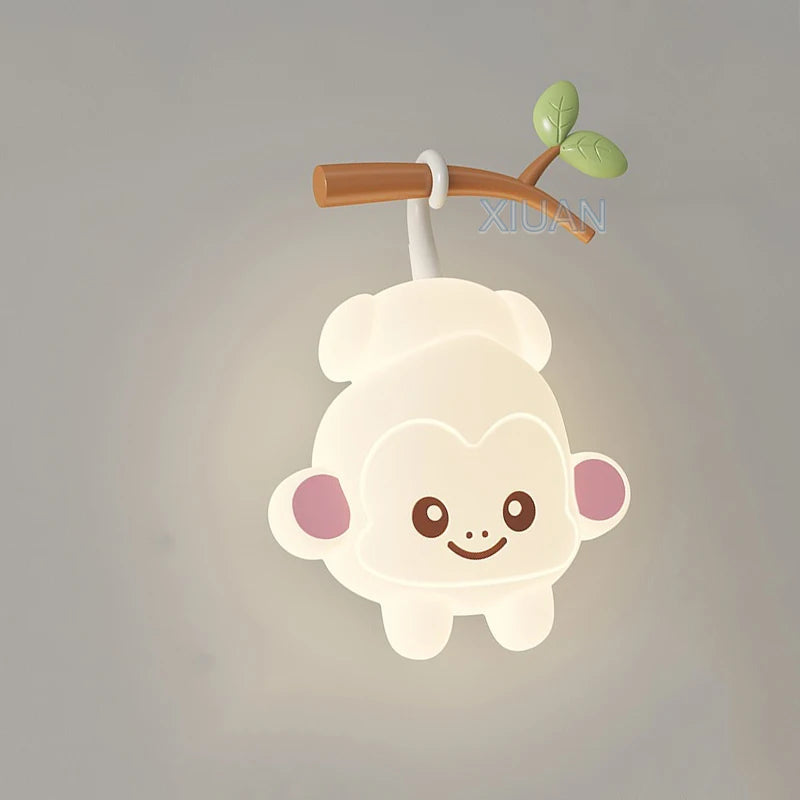 Bear on Tree Branch Night Wall Lamp