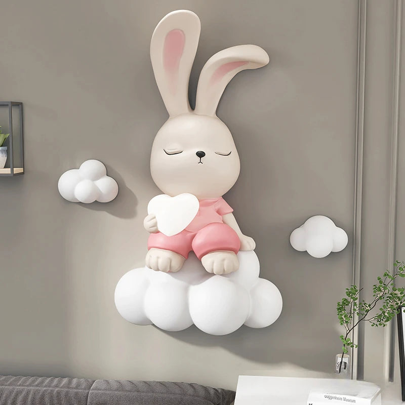 Adorable Resin Rabbit Figurine Wall Decor