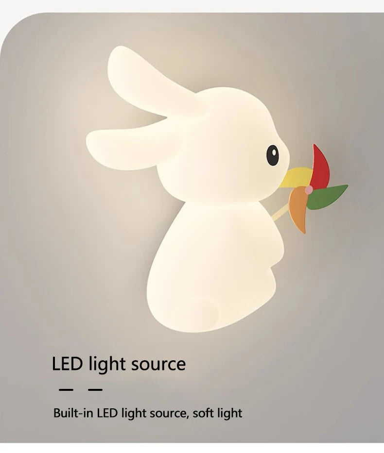 Lámpara de pared LED con forma de conejo para niños