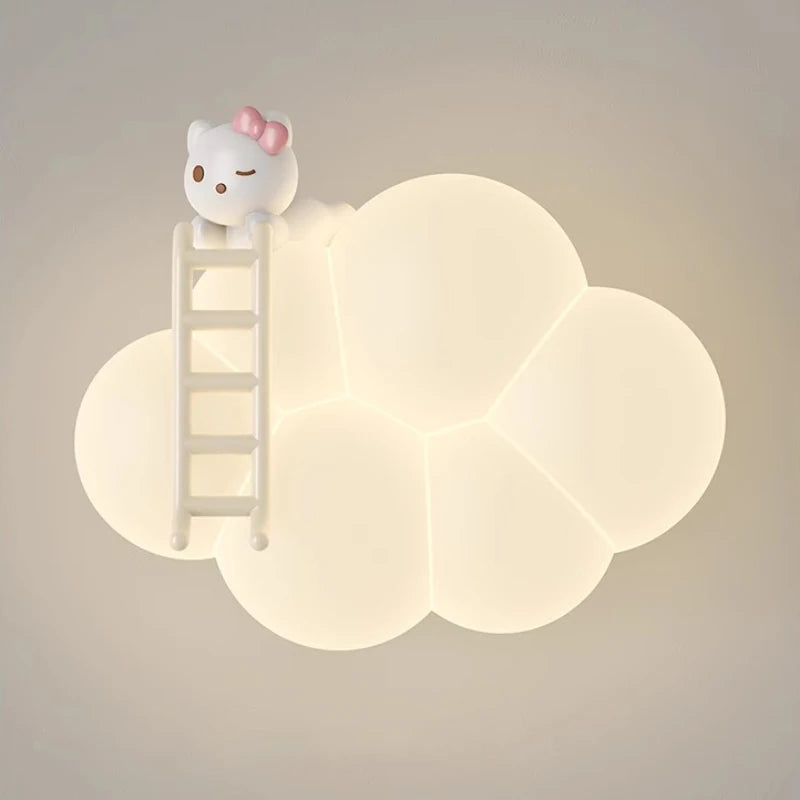 Lámpara de pared para niños con diseño de nubes y criaturas