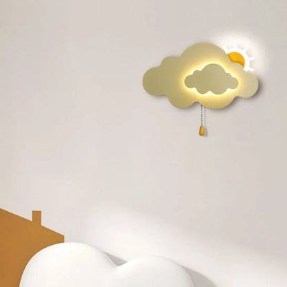 Lámpara decorativa con forma de nube colgante con forma de sol feliz