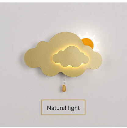 Lámpara decorativa con forma de nube colgante con forma de sol feliz