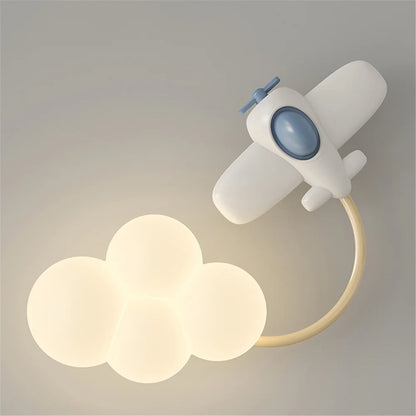 Cloud Hopper Children's Airplane Wall Lamp