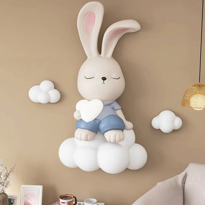 Adorable Resin Rabbit Figurine Wall Decor