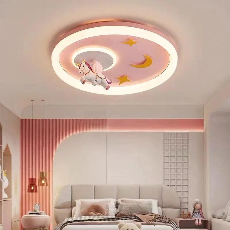 Hanging Unicorn with Stars Kid's Ceiling Lamp