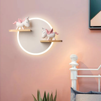 Lámpara de pared para habitación de niños con dibujos nórdicos, bonitos adornos de unicornio, luz de noche para niños, decoración creativa para dormitorio, LED ajustable