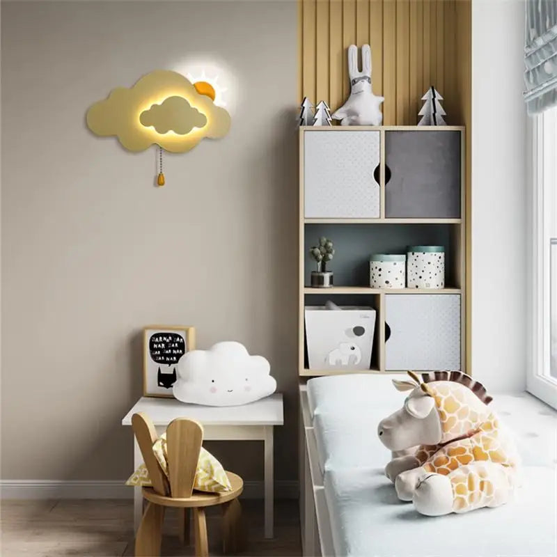 Aplique de pared bonito de 8 W y 12 W para pasillo, mesita de noche, dormitorio infantil, lámparas de interior, escalera, diseño artístico con forma de nube, apliques, decoración de pared