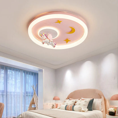 Hanging Unicorn with Stars Kid's Ceiling Lamp