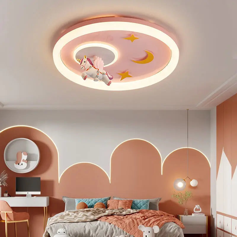 Hanging Unicorn with Stars Kid's Ceiling Lamp