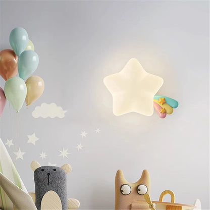 Cute Animals Hanging from Star Wall Lamp