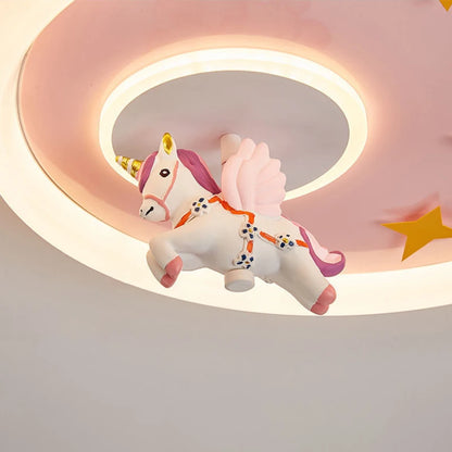 Lámpara de techo infantil colgante de unicornio con estrellas