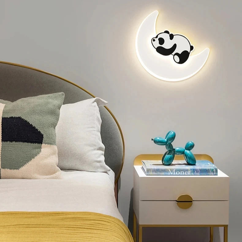 Panda/Astronaut Sleepytime on Moon Wall Lamp