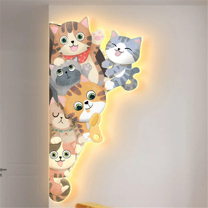 Curious Cats Children's Room Wall Decor with Light