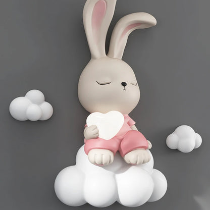 Adorable Resin Rabbit Figurine Wall Decor