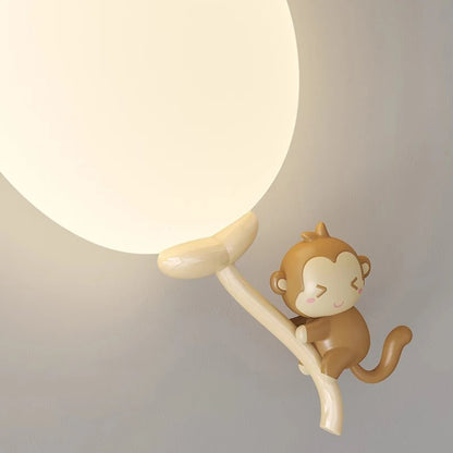 Lámpara decorativa con globo y simpáticos personajes de Monkey &amp; Pals