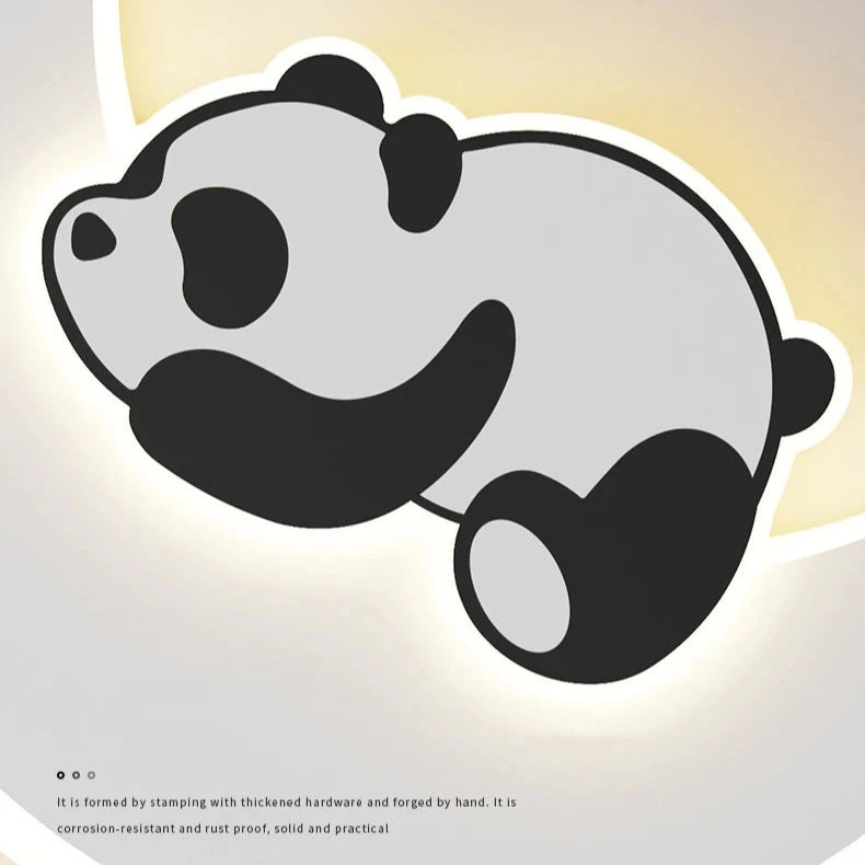 Lámparas de pared creativas de panda, apliques de pared de hierro, lámpara de pared de noche para dormitorio de astronauta para niños, iluminación para habitación de bebés y niños