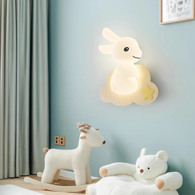 Niedliche Kaninchen-LED-Wandlampe für Kinder